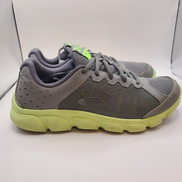 Under Armour Youth Boy's Assert 6 Running Shoes Grey/Green Size: 6Y - Picture 2 of 9